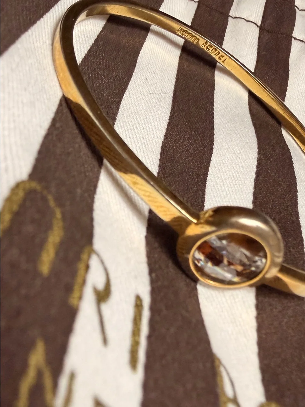 henri bendel Gold-Tone Bangle with Clear Crystal Center